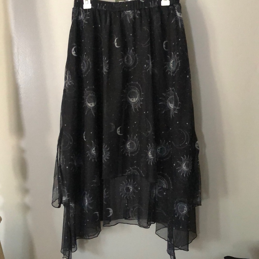 Black Sheer Skirt with Celestial Design